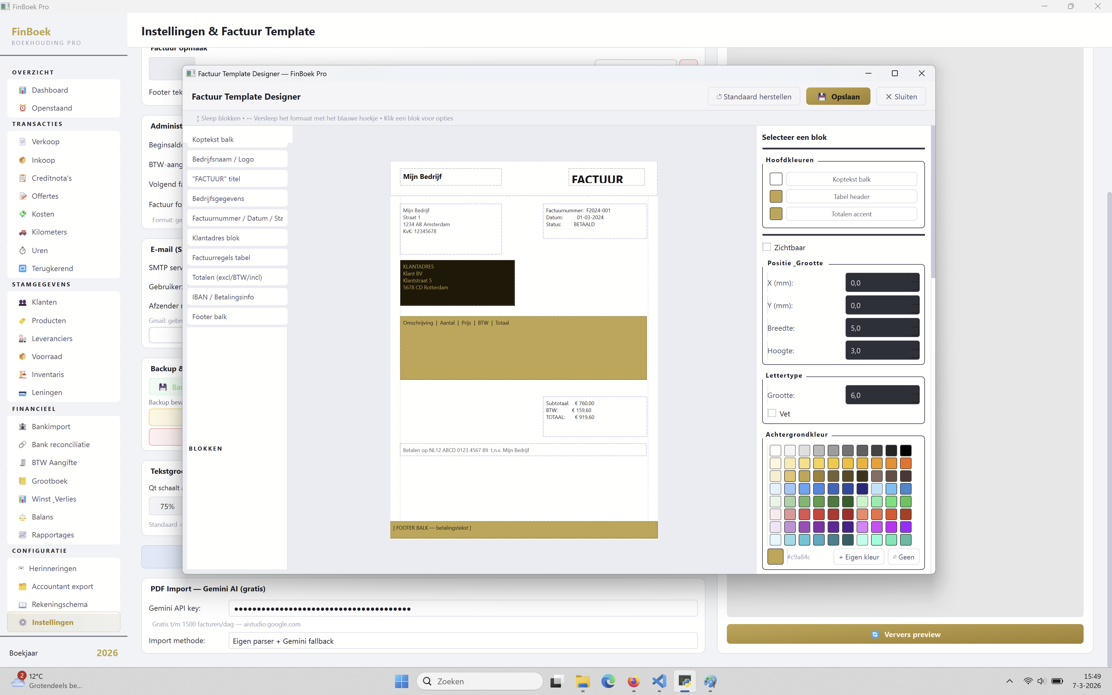 Finboek Pro Factuur Template Designer